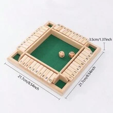 1 Set Juego de mesa clásico de madera de 4 lados numerados con 2 dados, caja plegable, 4 opciones de color, adecuado para viajes, reuniones de ocio, fiestas de adultos, bares, reuniones familiares, ideal para regalos de Acción de Gracias/Navidad - Multicolor - Ver 12