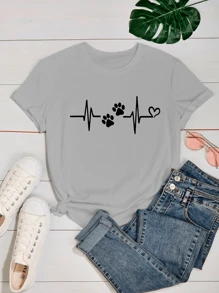 Baby Look Love Dogs Women's T-Shirt Amor Por Cachorros Dogs Various Colors 100% Cotton - 灰色 - 查看 2