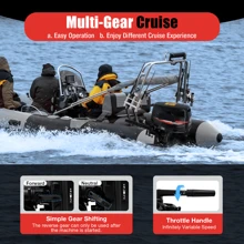 6.5HP 4-Stroke Outboard Motor Gasoline Boat Engine CDI Water Cooling System 4-Stroke 6.5HP Outboard Motor Boat Marine Engine Water-Cooling System 12L 123CC - Black - View 3