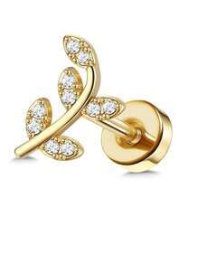 DOLOTTA 1PC 18G Stainless Steel Cartilage Earrings For Women Flat Back Earrings Internally Threaded CZ Earrings With Moon Heart-Shaped Bee Butterfly Tragus Helix Piercing Jewelry Valentines,Mom,Mother,Mother's Day,Gift - Gold - View 10