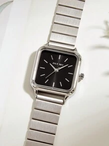 JULYSKY 1 件女士优雅简约黑色不锈钢表带石英表，适合作为节日礼物 - 黑色 - 查看 3