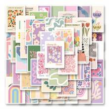 50pcs Aesthetic INS Style Decorative Stickers, Cute Cartoon Graffiti Waterproof Vinyl Stickers For Water Bottles, Laptops, Phones, Skateboards, Guitars, Luggage, Scrapbooks, Helmets, Suitable For Children, Teens, And Adults Party Decoration Gift - Multicolor - View 1