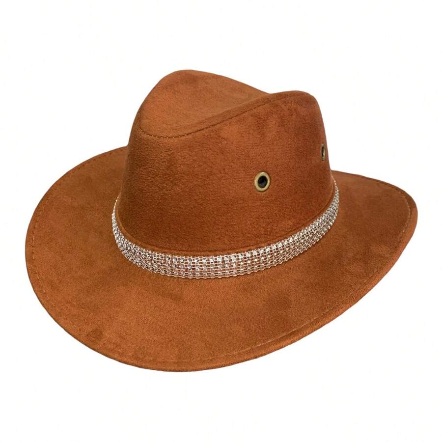 Customized Suede Cowboy Hat With Glitter Stripe - Lạc đà - Xem 1