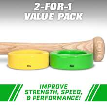 Baseball And Softball Bat Weights - 2 Pack Baseball Donuts - 16 Oz & 12 Oz - green&yellow - View 4