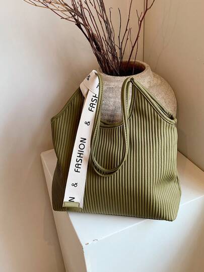 时尚超大手提包，褶皱设计，女士多用途单肩包/手提包