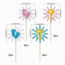 12pcs Christmas Snowflake Cupcake Toppers Winter Frozen Theme Snowflake Gender Reveal Cupcake Pick Decorations For Winter Snowflake Christmas Party Decorations Cupcake Picks Birthday Party Christmas Cake Decorations Supplies,Christmas - Multicolor - View 16