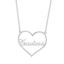 1pc Personalized English Name Necklace, Stainless Steel Heart Pendant, Luxurious Classic Style Customizable Wedding Jewelry Gifts For Women