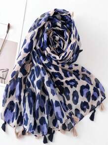 Fashion Leopard Printed Scarf, New Outdoor Travel Beach Sunscreen Shawl Scarf For Women, Linen Texture - Multicolor - View 3