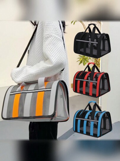 Large Capacity Portable Cat/Dog Carrier Bag, Extra Wide Size + Breathable Mesh Design + Oxford Cloth, Sling & Handheld Dual-Use Style, Fashionable Camouflage/Classic Black + Rectangular Backpack Shape + Foldable Storage Details, Ideal For Pets' Outdoor Travel, Suitable For Spring Outings/Summer Picnics/Holiday Celebrations!