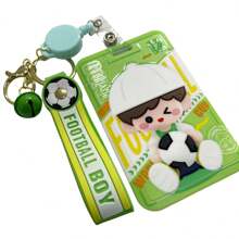 Boy Badge Holder Card Holder With Retractable Lanyard - màu xanh lá - Xem 3