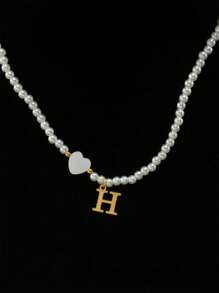 1pc Simple 26 English Alphabet Pendant Necklace Graduation Season Gift - Multicolor - View 31