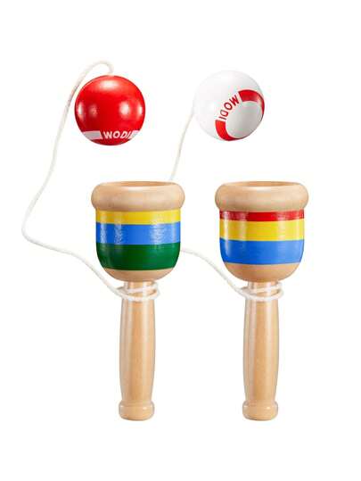 Wood Catch Ball, Cup And Ball Game, Cup Catch Ball Toys, Mini Wooden Catch Ball Hand Eye Coordination Toys, White And Red