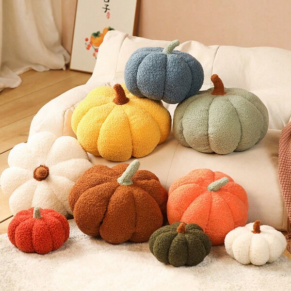 Decoración navideña - Almohada de peluche con diseño de calabaza, almohada decorativa de calabaza esponjosa, decoración del hogar, regalo de fiesta de cumpleaños, peluche