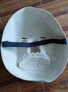 1pc Halloween Horror Smiling White Face Exorcism Mask, Skeleton Bone Design - White - View 7