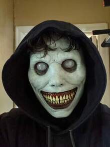 1pc Halloween Horror Smiling White Face Exorcism Mask, Skeleton Bone Design - White - View 2