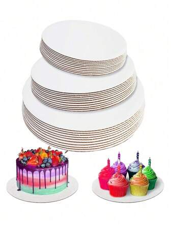 10 件圆形白色蛋糕板，瓦楞蛋糕底，非常适合面包店、蛋糕 DIY、甜点、婚礼庆典、生日派对、开胃菜、纸杯蛋糕展示托盘、主题派对、蛋糕装饰用品