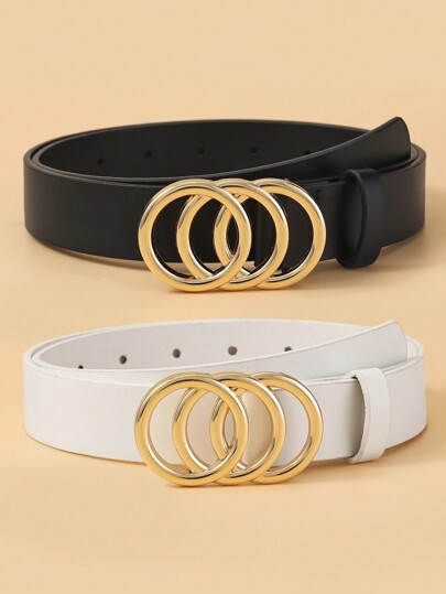 مجموعة حزام نسائي عصري مزين بثلاثة دوائر، متعدد الاستخدامات للاستخدام اليومي والهالوين والصيف والمدرسة والخريف