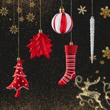 Christmas Balls Ornaments Set For Xmas Tree, 38Pcs Exquisite Shatterproof Christmas Tree Decoration For Holiday/ Party Decor - 紅色 - 查看 2