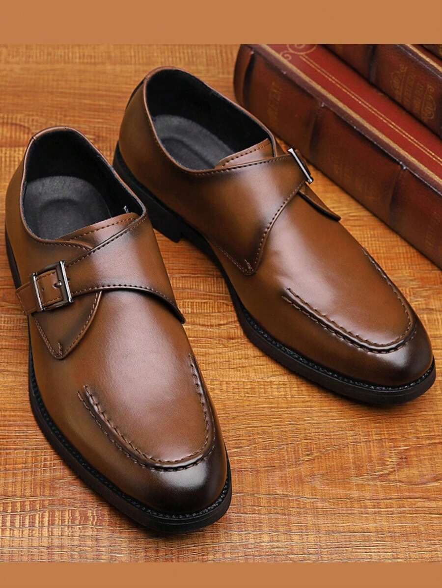 Men's Genuine Leather Brown Dress Shoes For Suits, Parties, Weddings