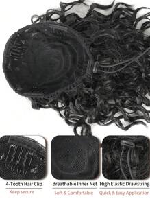 10 Inch One-Piece Drawstring Short Curly Wavy Ponytail Hair Extensions, Synthetic Clip-In Hair Extensions, Elegant Natural Appearance, Suitable For Daily Wear, Ponytail Wig - Multicolor - View 2