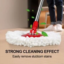Spin Mop And Bucket Set, 360° Spin Mop And Bucket With Wringer Set And 3 Microfiber Mop Refills, Stainless Steel 61" Extended Handle For Floor - Red - View 5