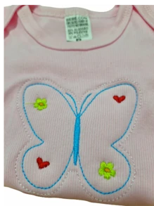 Baby Bodysuit Tank Top In Ribbed Fabric With 3D Embroidery - KIT WITH 3 BODYS - BOY AND GIRL - Màu Hồng baby - Xem 7