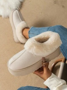 Moda damska 2024 Halloween w stylu boho Platforma zamszowa podszewka futrzana ciepłe wsuwane nowości beżowe buty śnieżne