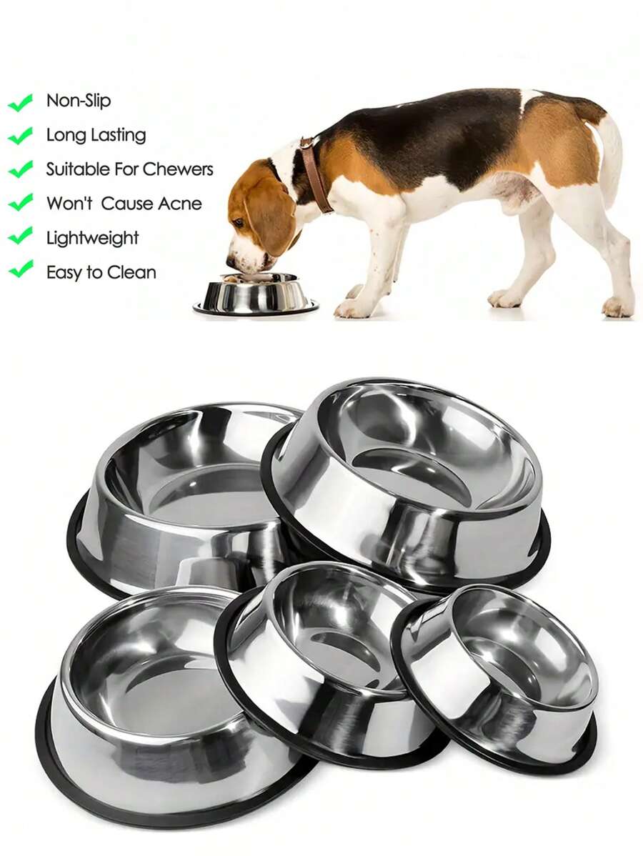 1 件不锈钢狗碗，耐用防摔狗食碗饮水盆，带防滑底座 - 彩色 - 查看 1