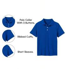 10-Pack School Uniform Tagless Polo Shirts For Boys - 寶藍色 - 查看 4