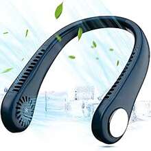 5000mAh Portable Neck Fan Hands Free 3 Speeds Hanging Neck Fan Rechargeable NEW - Blue - View 7