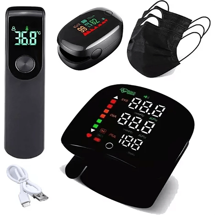 Monitor de presión arterial de muñeca con pantalla LCD de voz en color negro recargable - Negro - Ver 1