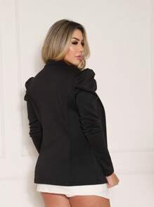 Solid Color Princess Sleeve Blazer Formal Social Elegant Style Women - màu đen - Xem 1