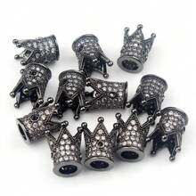 3 pezzi di perline in metallo a forma di cuore e teschio con zirconi micro pavé per la realizzazione fai da te di braccialetti, collane e accessori gioielleria