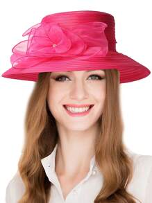 HIMESPORT Lady Derby Dress Cloche Hat Floral Bucket Wedding Bowler Hats Women's Sun Hats Kentucky Wide Brim Occasion Royal Races Fedora - Solid Color - View 9