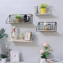 1pc Minimal Metal Floating Shelf - Home Decor Wall Shelf, Space-Saving Design, No Drill Installation, Suitable For Bathroom, Living Room And Bedroom
