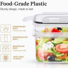 THELIFE 1/8 Pcs Plastic Food Storage Container Set, Airtight Sealed Canister With Lid For Flour, Sugar, Cereal, Dry Food, Dishwasher Friendly - Clear - View 5