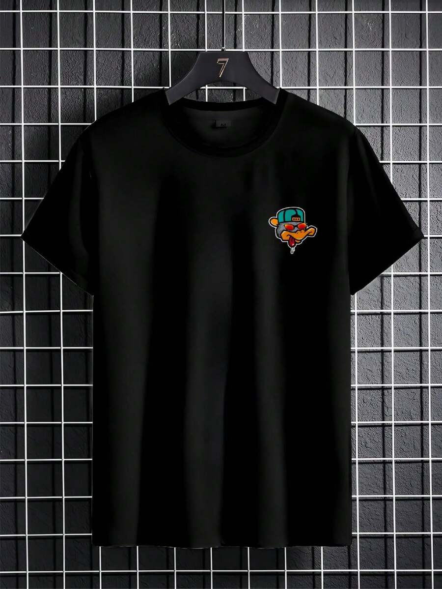 Men's Cotton Duck DTF Short Sleeve T-Shirt - 黑色 - 查看 1