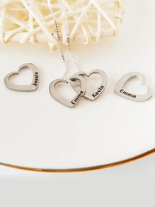 Colier personalizat cu nume pentru femei, din oțel inoxidabil, sculptat în formă de inimă, 1-8 buc, colier cu pandantiv pentru nume, bijuterii de familie, cu 3 tipuri de lanțuri din care să alegeți, choker, cadou pentru prietenă, ziua de naștere, aniversare, Ziua de naștere, Ziua de Zi a Îndrăgostiților, argintiu, elegant, colorat, vintage, simplu, unisex, casual, drăguț, personalizat, unic, cadouri ideale pentru el, cadouri ideale pentru ea, iubit, prietenă, tată, mamă, familie, prieteni, pentru aniversări, pentru zile de naștere, pentru absolvire, pentru bal, pentru petrecere, sezonul balurilor de absolvire.