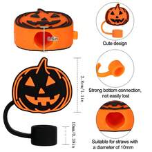 1 Set de 2 Piezas de Tapas para Sorbetes de Silicona con Forma de Calabaza y Fantasma de 10mm, Tapones para Sorbetes Anchos que Encajan en Vasos de 30oz y 40oz, Accesorios para Botellas de Agua, Regalo Perfecto para Halloween