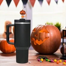 1 Set de 2 Piezas de Tapas para Sorbetes de Silicona con Forma de Calabaza y Fantasma de 10mm, Tapones para Sorbetes Anchos que Encajan en Vasos de 30oz y 40oz, Accesorios para Botellas de Agua, Regalo Perfecto para Halloween