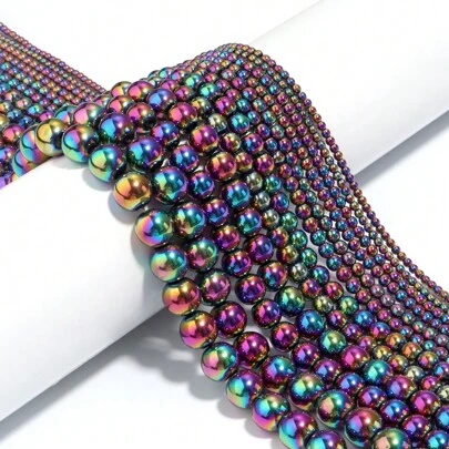1pc Colorful Hematite Beaded Bracelet/Necklace/Phone Chain, Fashionable Heavy Metal Style DIY Jewelry Making Beads