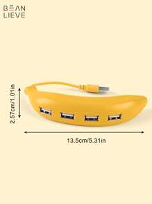 beanlieve 1个USB 2.0 4端口集线器，便携式分线器，创意扩展坞，可爱香蕉造型设计，适用于PC笔记本电脑 - 黃色 - 查看 5