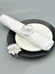 6pcs/Set Delicate Flower Napkin Rings - Premium Decorative Holders For Festive Gatherings - Perfect Accent For Birthday, Farmhouse, Wedding, Thanksgiving, Easter, Banquet & Buffet Table SettingsFor Home Kitchen Bedroom Living Room Dining Room, Home Decoration Accessories, Decorative Box,Women Wedding Gift,Summer Travel Holiday Festival Must-Have - Multicolor - View 2