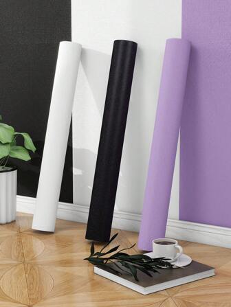 1 卷复古紫色、白色、黑色、纹理纯色壁纸适用于家庭装饰、厨房橱柜、桌子、椅子、房间背景、家庭装修、DIY、防水、防污、易于清洁、自粘、即撕即贴壁纸墙贴、装修贴纸撕墙板、墙纸、壁纸、春季装饰物品让您的家焕然一新、拉玛装饰贴纸