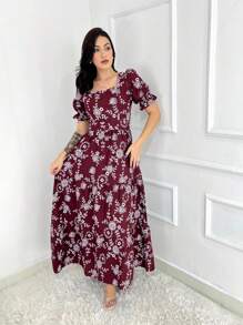 Long Luxury Short Sleeve 3 Marias Dress - Redwood - View 2
