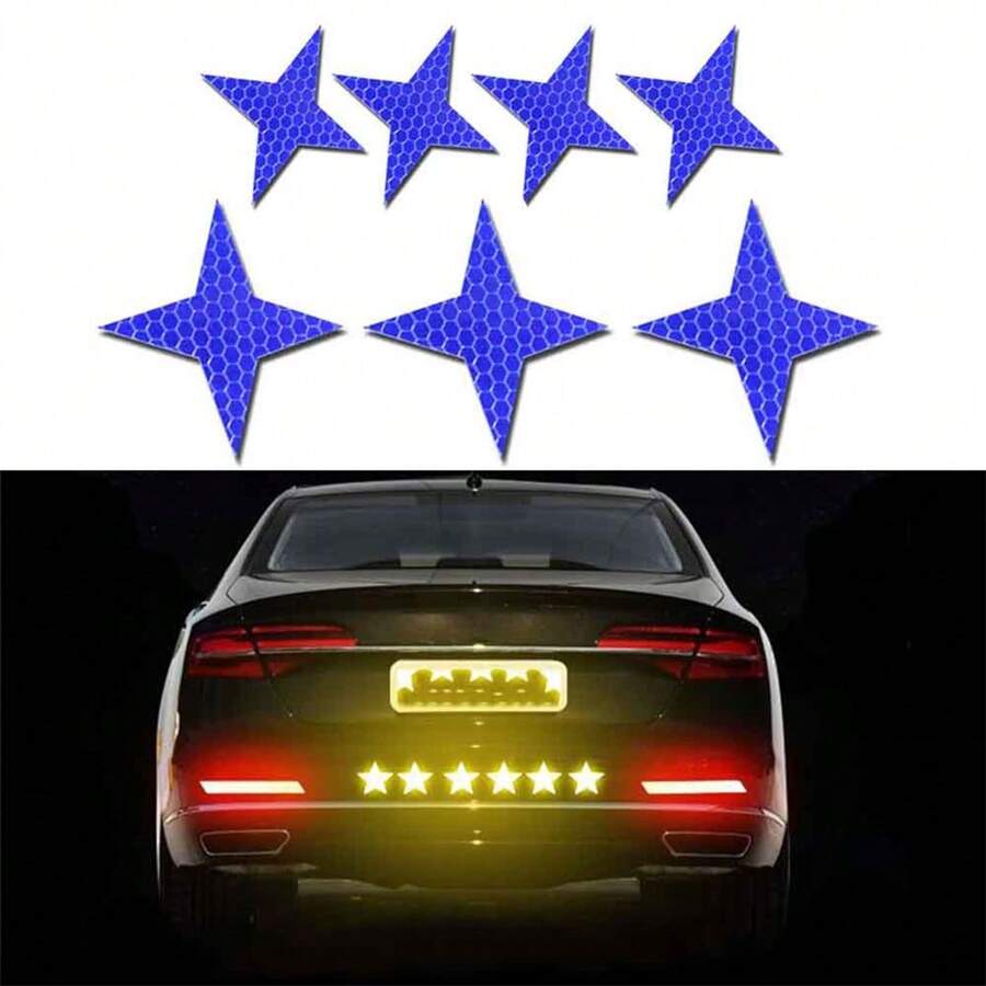muchkey 20x Reflective Reflector Sticker Self Adhesive Safety Warning Conspicuity Tape For Car Truck Motorcycle Trailer Mailbox Outdoor Four-Pointed Star Shape - 藍色 - 查看 1
