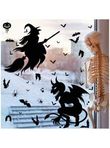 Halloween Giant Spooky Monster Ghost Window Stickers Bat Skeleton Halloween Party Decoration Static Stickers - Multicolor - View 9