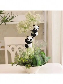 Plush Tilt Head Panda Ornament Doll - Black and White - View 7