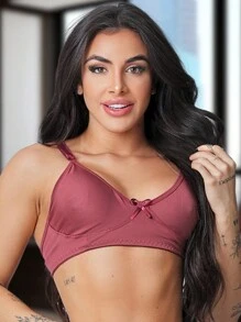 Kit With 5 Bras Without Pads Reinforced Women's Polyester Spandex Lined Great Fit Comfortable Daily Use Discreet Bra Women's Intimate Lingerie - 彩色 - 查看 5