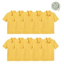 10-Pack School Uniform Tagless Polo Shirts For Boys - Yellow - View 4